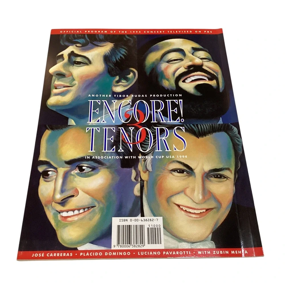 Encore The 3 Tenors 1994 Concert Program Dodger Stadium Pavarotti Domingo Vtg.